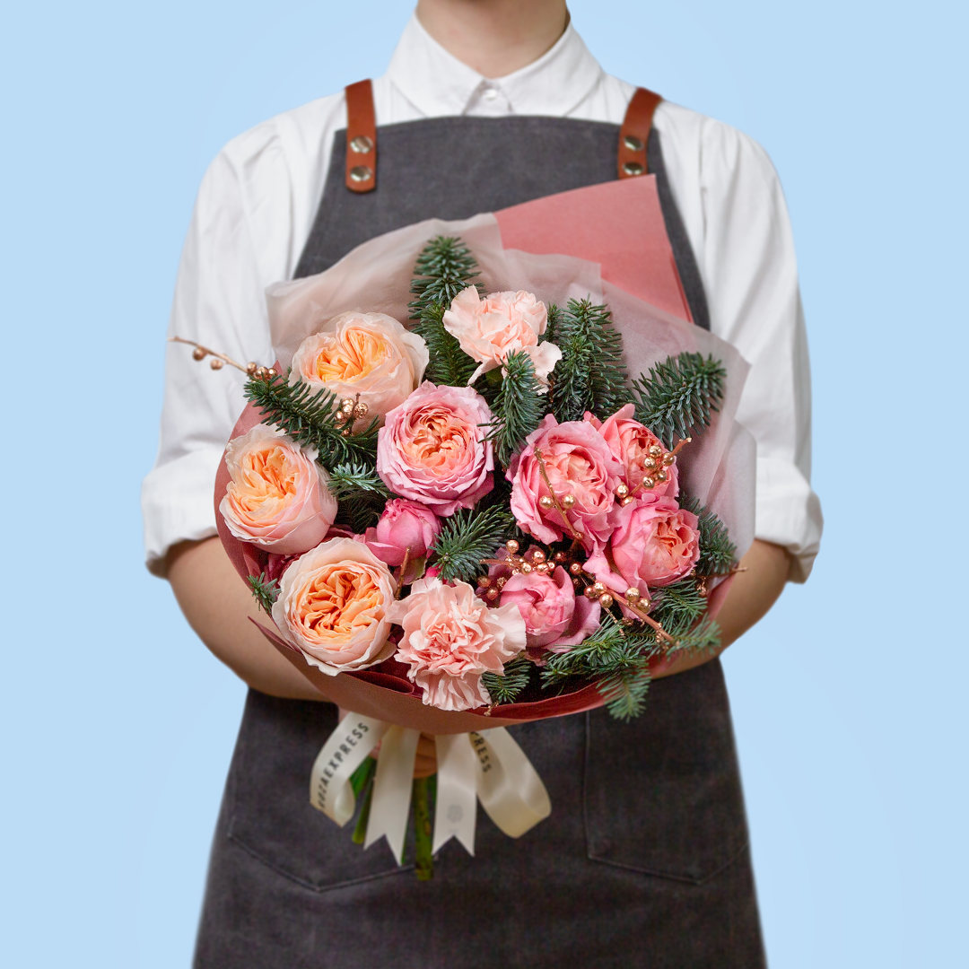 заказать букет Кустовая роза Джульетта и нобилис