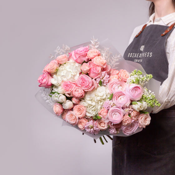 заказать букет Сирень и роза Пинк Охара