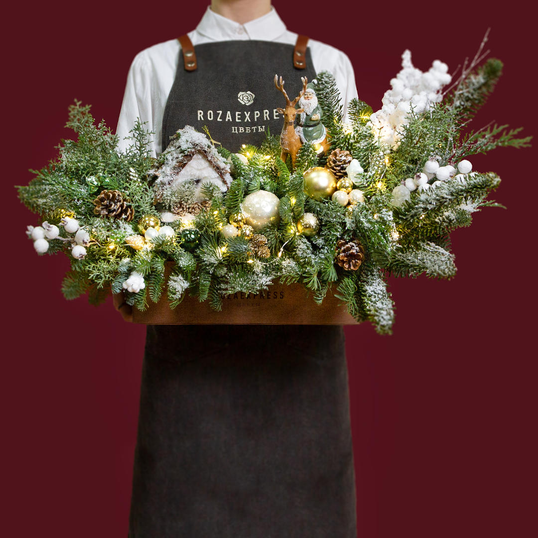 заказать букет Композиция с Сантой и оленем