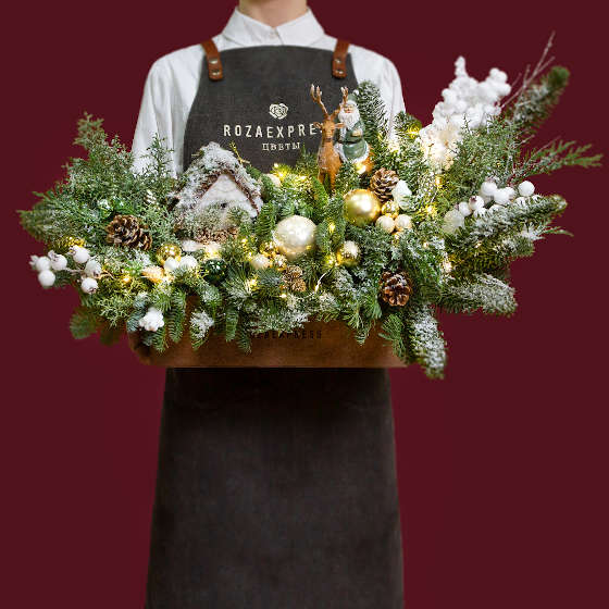 заказать букет Композиция с Сантой и оленем