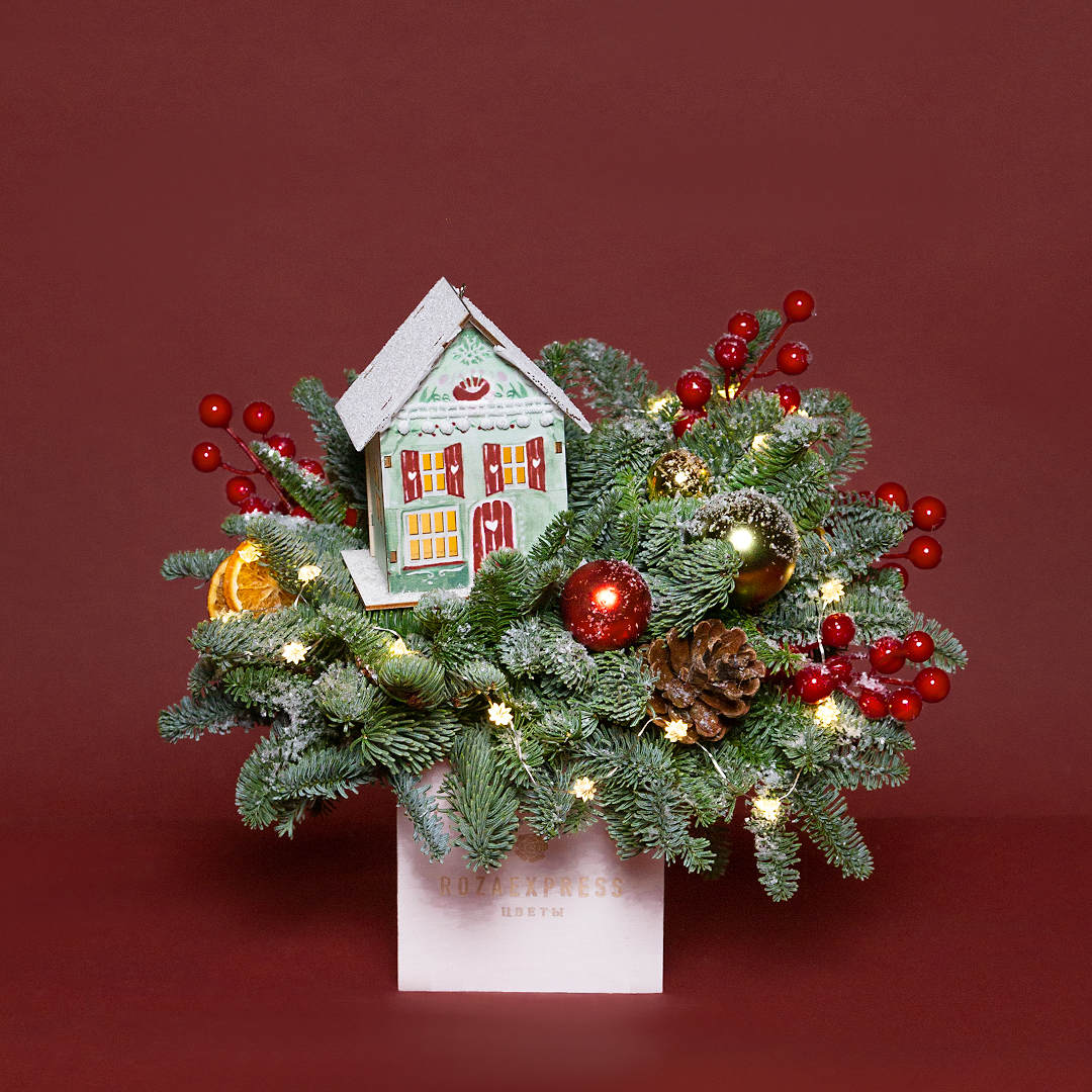 заказать букет Белый ящик с домиком