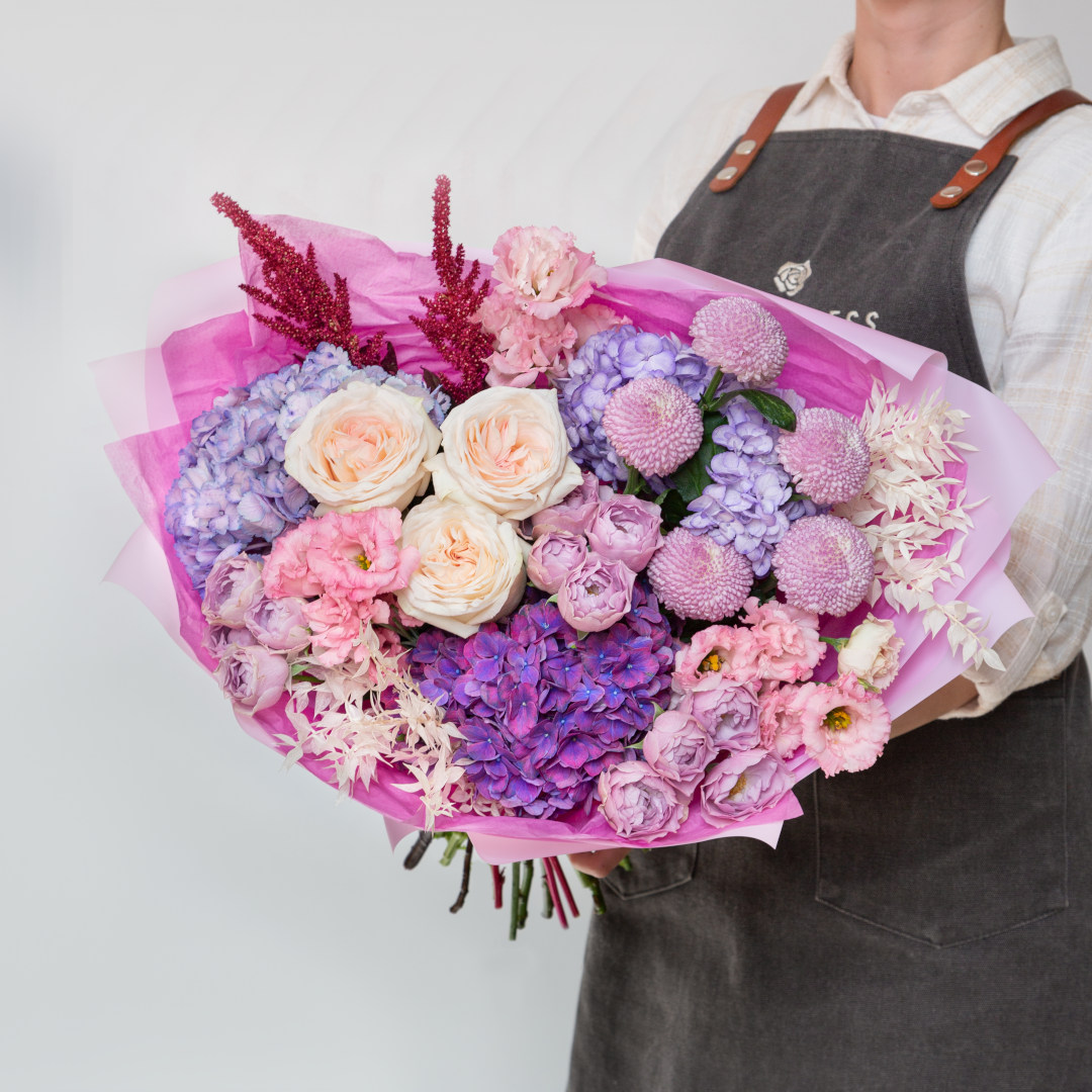 заказать букет Хризантемы Момоко и гортензии