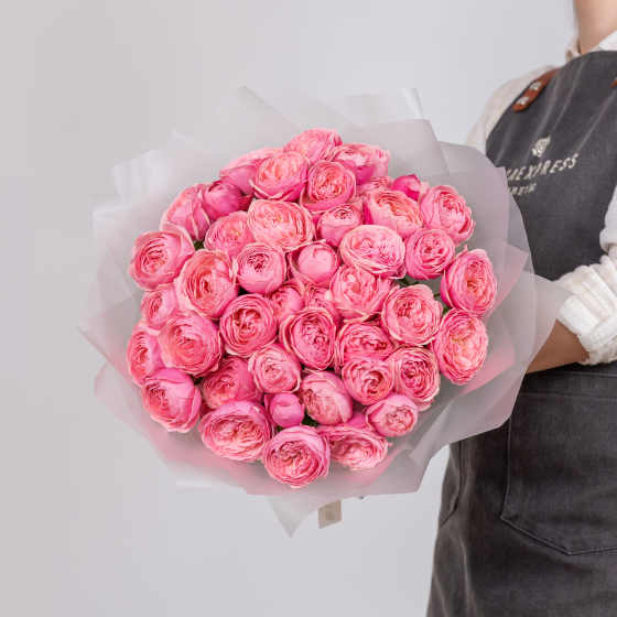 заказать букет 15 кустовых роз Сильва Пинк